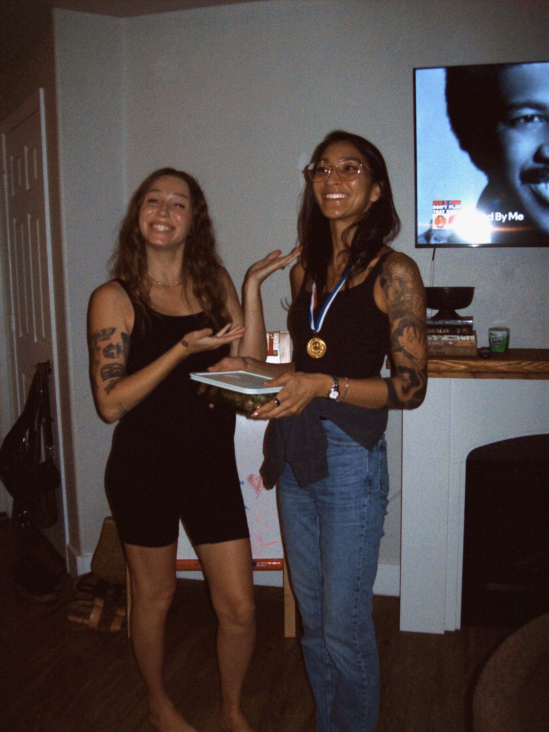 Taylor Nakakihara and her friend Mary with her winning Gluten-Free Marshmallow Crispy Cookies (Costco Dupe) cookie recipe